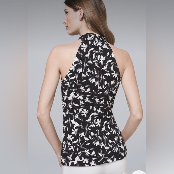 White House Black Market Floral Twist Halter Top - Picture 6 of 9